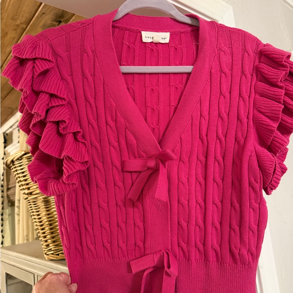 Entro Fuchsia Ruffled Cardigan